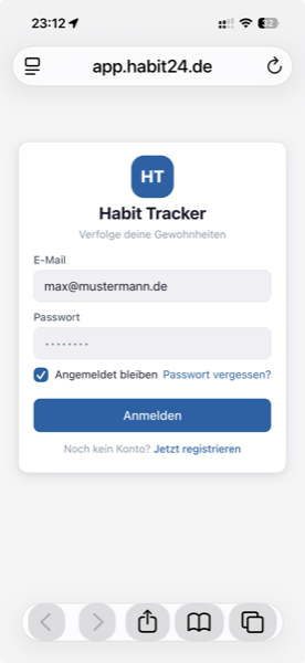 Anmeldung in habit24