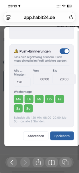 Habit-Typ wählen